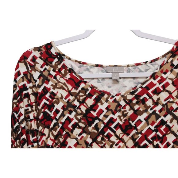 J Jill Wearever Collection Tunic Blouse Size Small Geometric Stretch 3/4 Sleeve - Picture 4 of 10